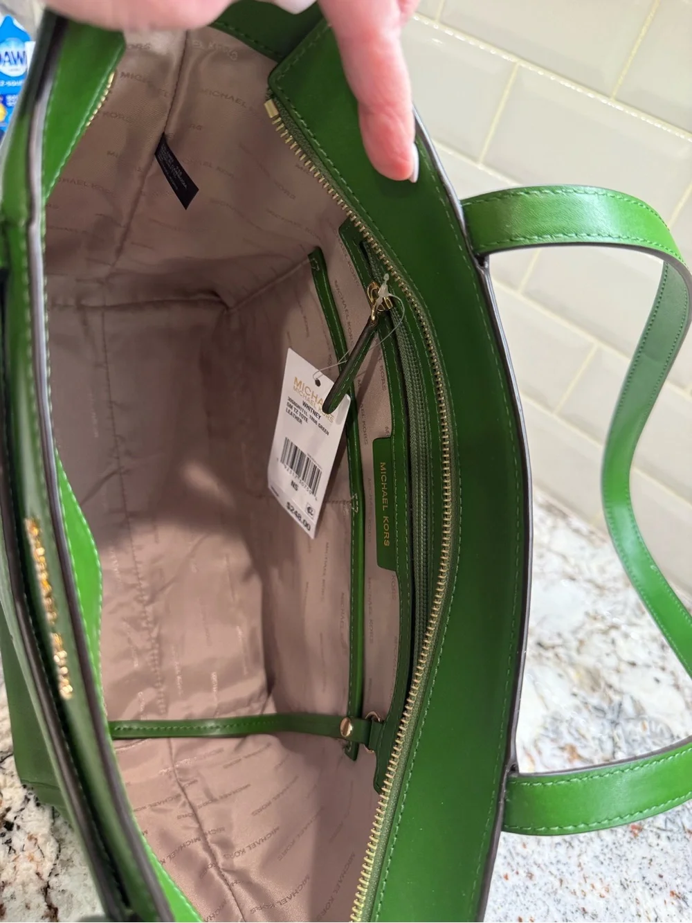 MICHAEL KORS Whitney Green Leather Handbag
